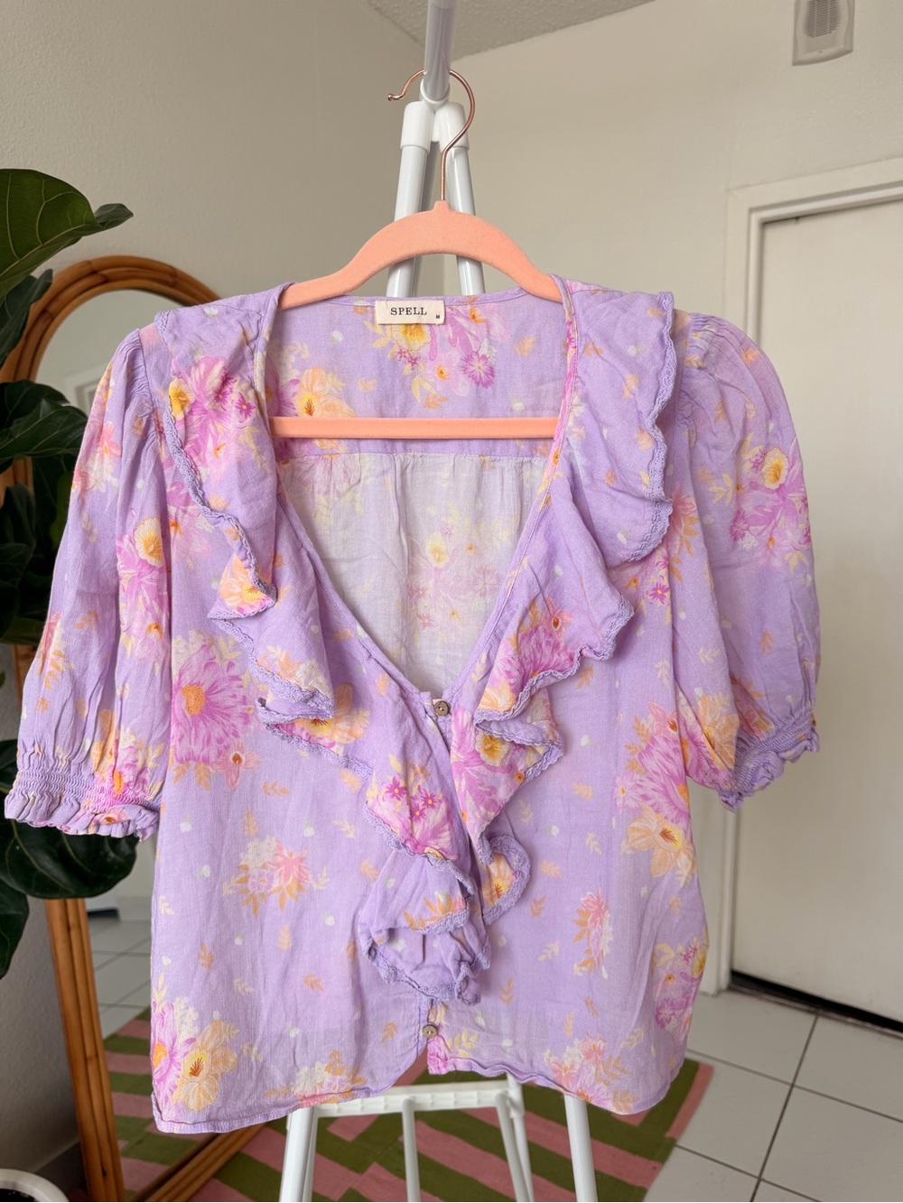 Spell Lavender Floral Ruffle Blouse - Picture 4 of 10